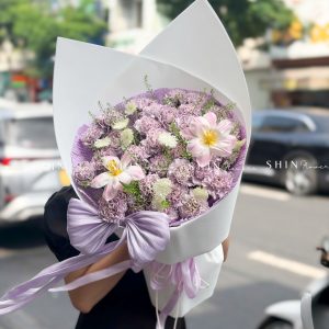 Hoa Bó Cẩm Chướng Tím mix Tulip S652