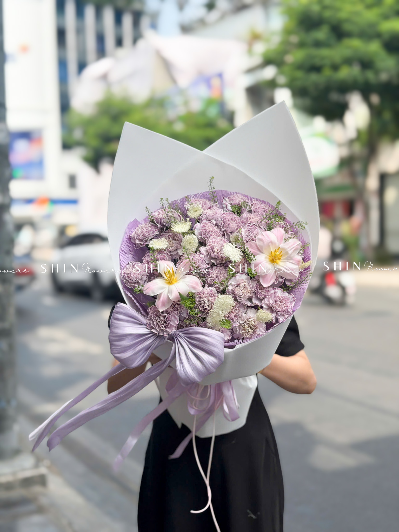 Hoa Bó Cẩm Chướng Tím mix Tulip S652