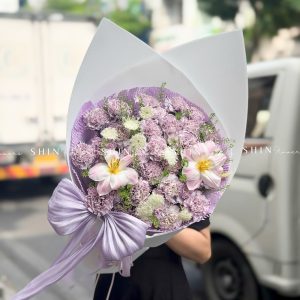 Hoa Bó Cẩm Chướng Tím mix Tulip S652