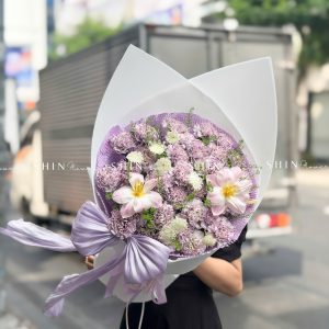 Hoa Bó Cẩm Chướng Tím mix Tulip S652