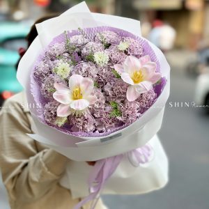 Hoa Bó Cẩm Chướng Tím Mix tulip S654
