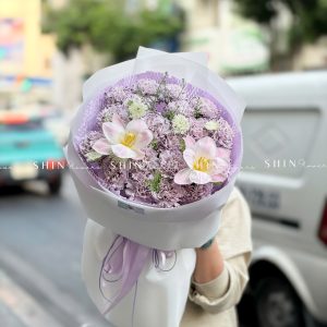 Hoa Bó Cẩm Chướng Tím Mix tulip S654