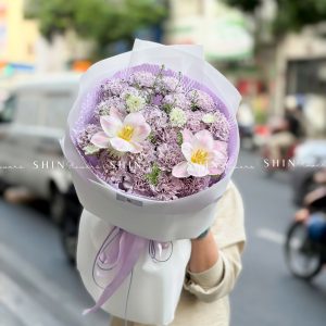 Hoa Bó Cẩm Chướng Tím Mix tulip S654