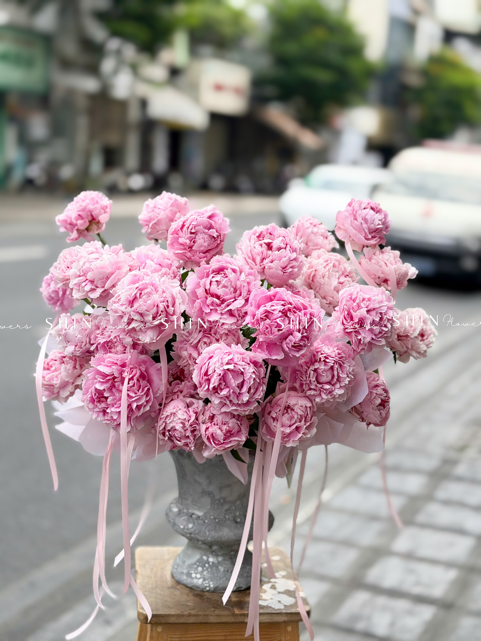 Hộp hoa 32 cành Mẫu Đơn Sarah Hồng H155