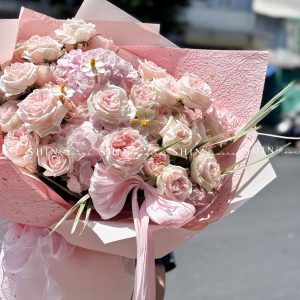 Hoa Bó hoa hồng Ohara hồng mix 3 cẩm tú cầu hồng S661