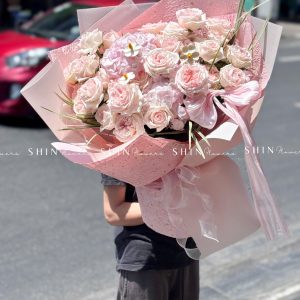 Hoa Bó hoa hồng Ohara hồng mix 3 cẩm tú cầu hồng S661