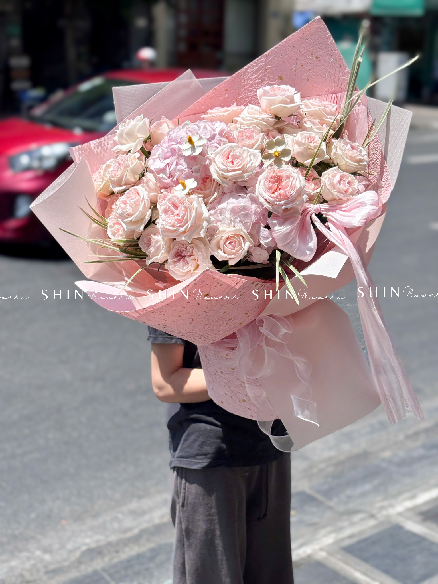 Hoa Bó hoa hồng Ohara hồng mix 3 cẩm tú cầu hồng S661