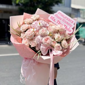 Hoa Bó hoa hồng Ohara hồng mix 3 cẩm tú cầu hồng S661