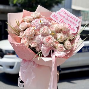 Hoa Bó hoa hồng Ohara hồng mix 3 cẩm tú cầu hồng S661