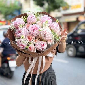 Hoa Bó 9 Mẫu Đơn Sarah Hồng mix nhẹ nhàng S659