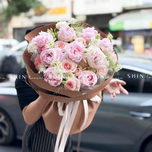 Hoa Bó 9 Mẫu Đơn Sarah Hồng mix nhẹ nhàng S659