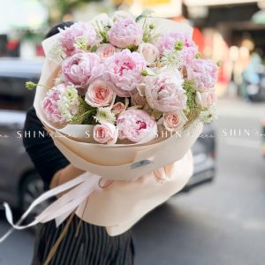 Hoa Bó 9 Mẫu Đơn Sarah Hồng Mix S657