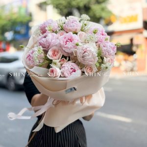 Hoa Bó 9 Mẫu Đơn Sarah Hồng Mix S657