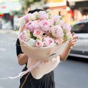 Hoa Bó 9 Mẫu Đơn Sarah Hồng Mix S657