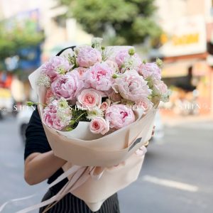 Hoa Bó 9 Mẫu Đơn Sarah Hồng Mix S657