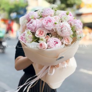 Hoa Bó 9 Mẫu Đơn Sarah Hồng Mix S657