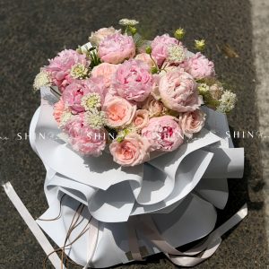 Hoa Bó 9 Mẫu Đơn Sarah Hồng mix nhẹ nhàng S666