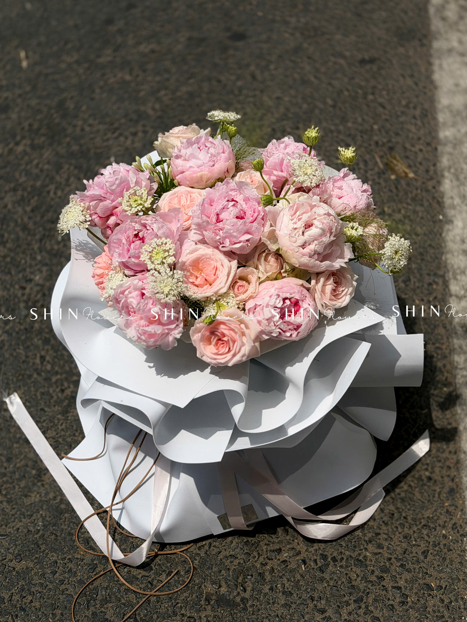 Hoa Bó 9 Mẫu Đơn Sarah Hồng mix nhẹ nhàng S666
