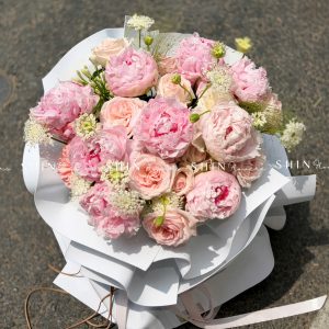 Hoa Bó 9 Mẫu Đơn Sarah Hồng mix nhẹ nhàng S666