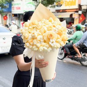 Bó Hoa cây kem hoa Hồng vàng Victo S665