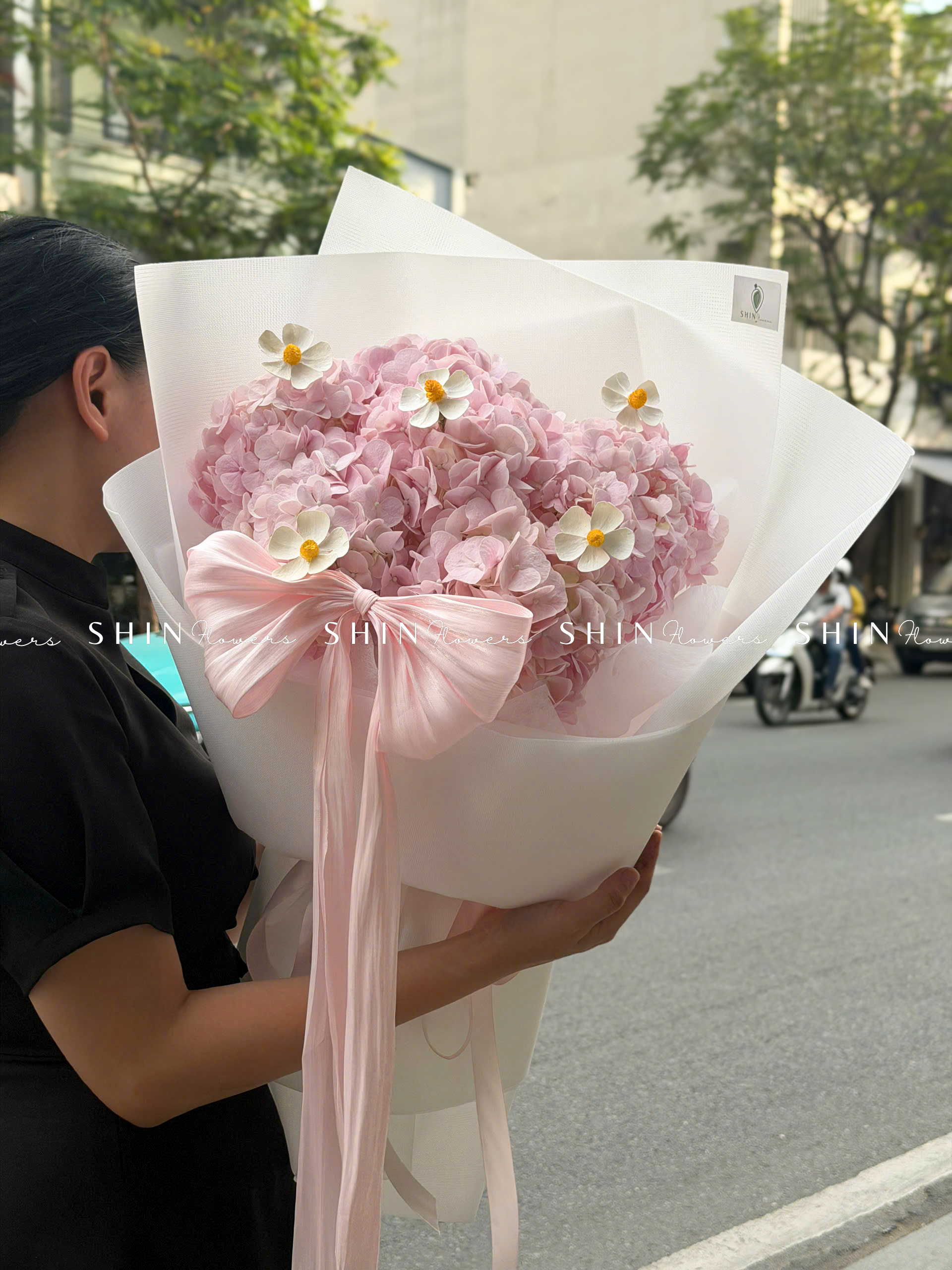 Hoa Bó 6 Cẩm Tú Cầu Hồng S677