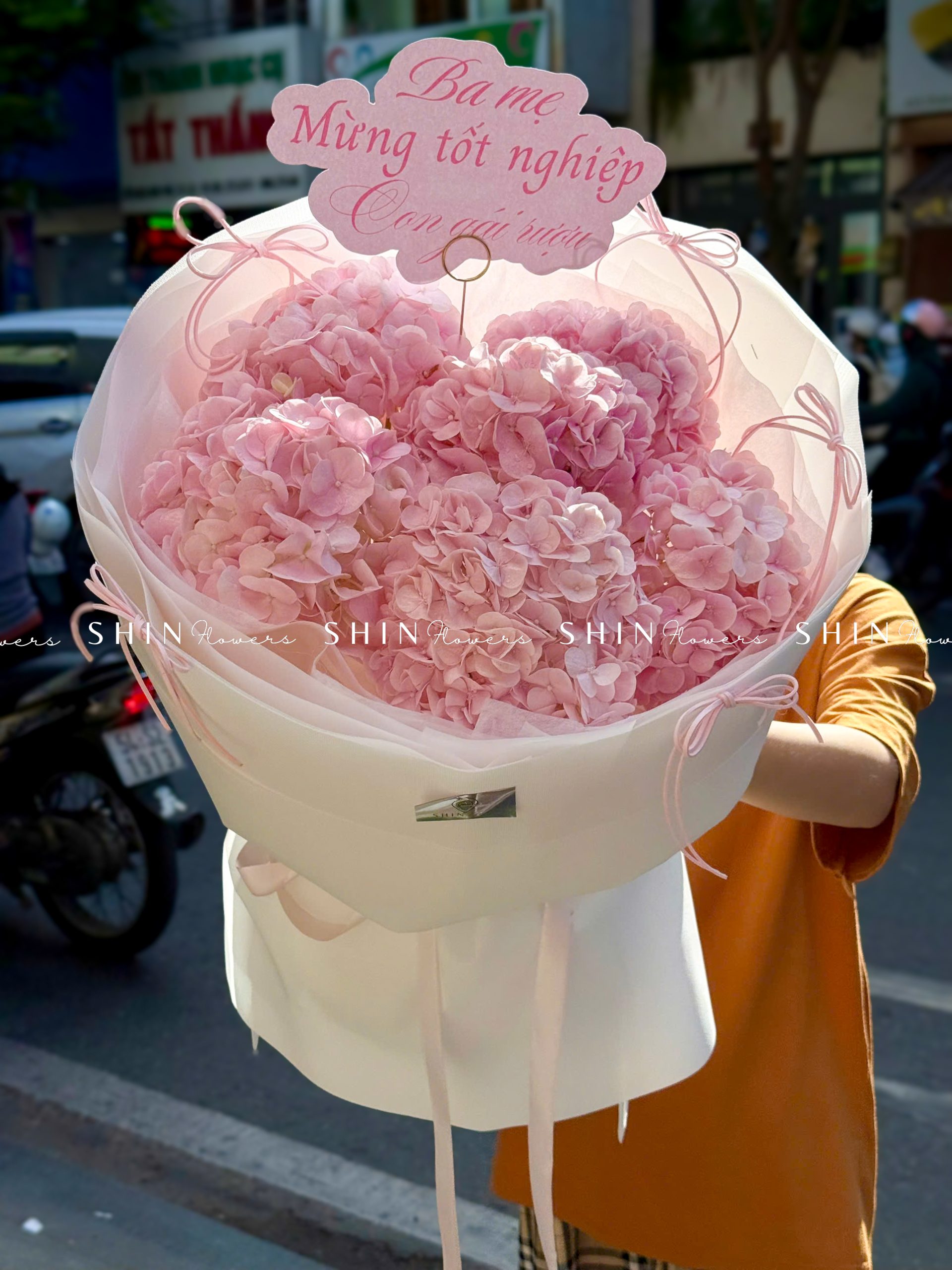 Hoa Bó 5 Cẩm Tú Cầu Hồng S678
