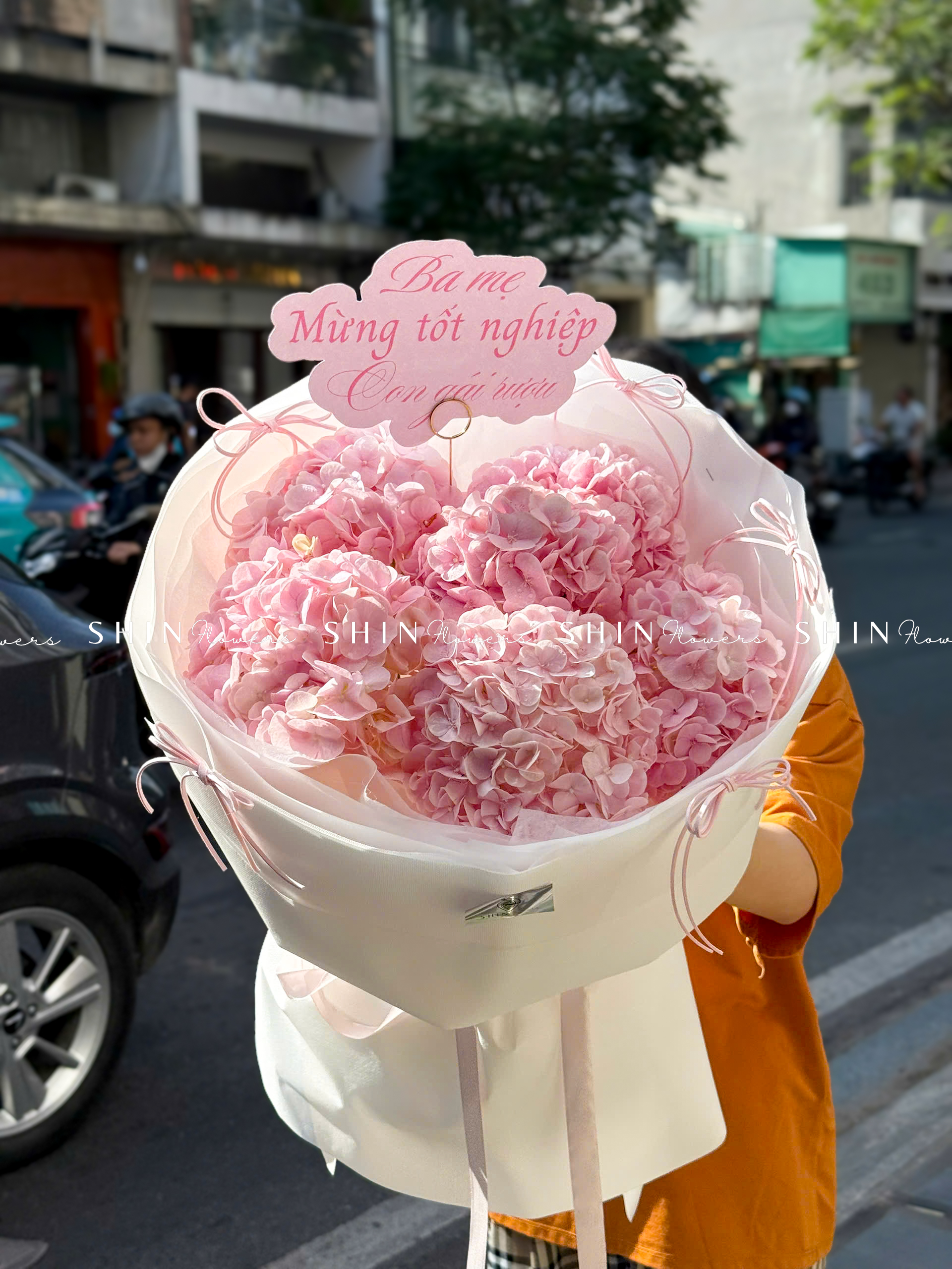 Hoa Bó 5 Cẩm Tú Cầu Hồng S678