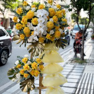 Kệ Hoa Khai Trương -hoa Chúc Mừng Tone Vàng K14