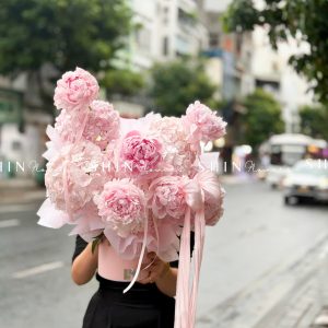 Hộp hoa Tú cầu mix Mẫu Đơn Sarah H158