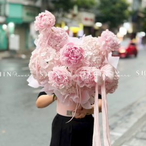 Hộp hoa Tú cầu mix Mẫu Đơn Sarah H158