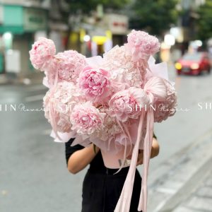 Hộp hoa Tú cầu mix Mẫu Đơn Sarah H158