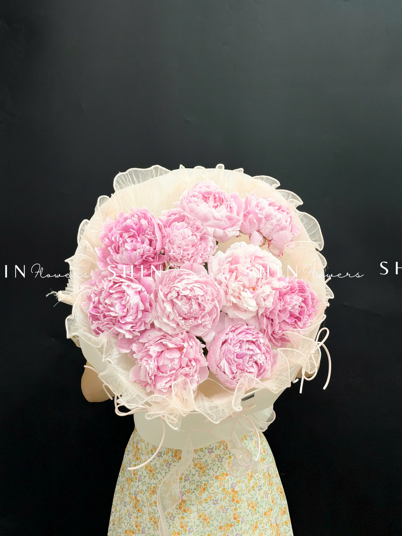 Hoa Bó hoa Mẫu Đơn 10 Peony Hồng Sarah S683