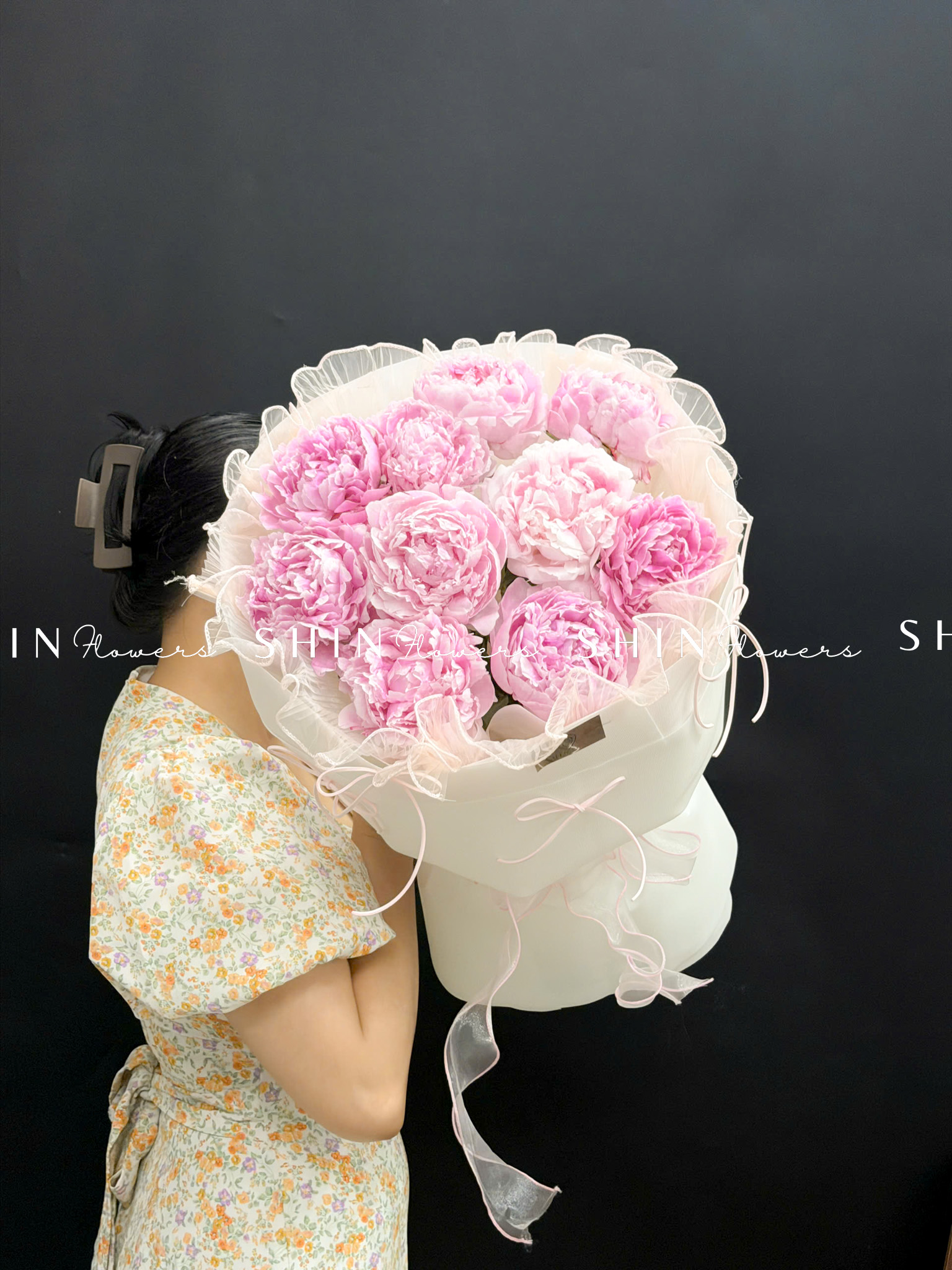 Hoa Bó hoa Mẫu Đơn 10 Peony Hồng Sarah S683