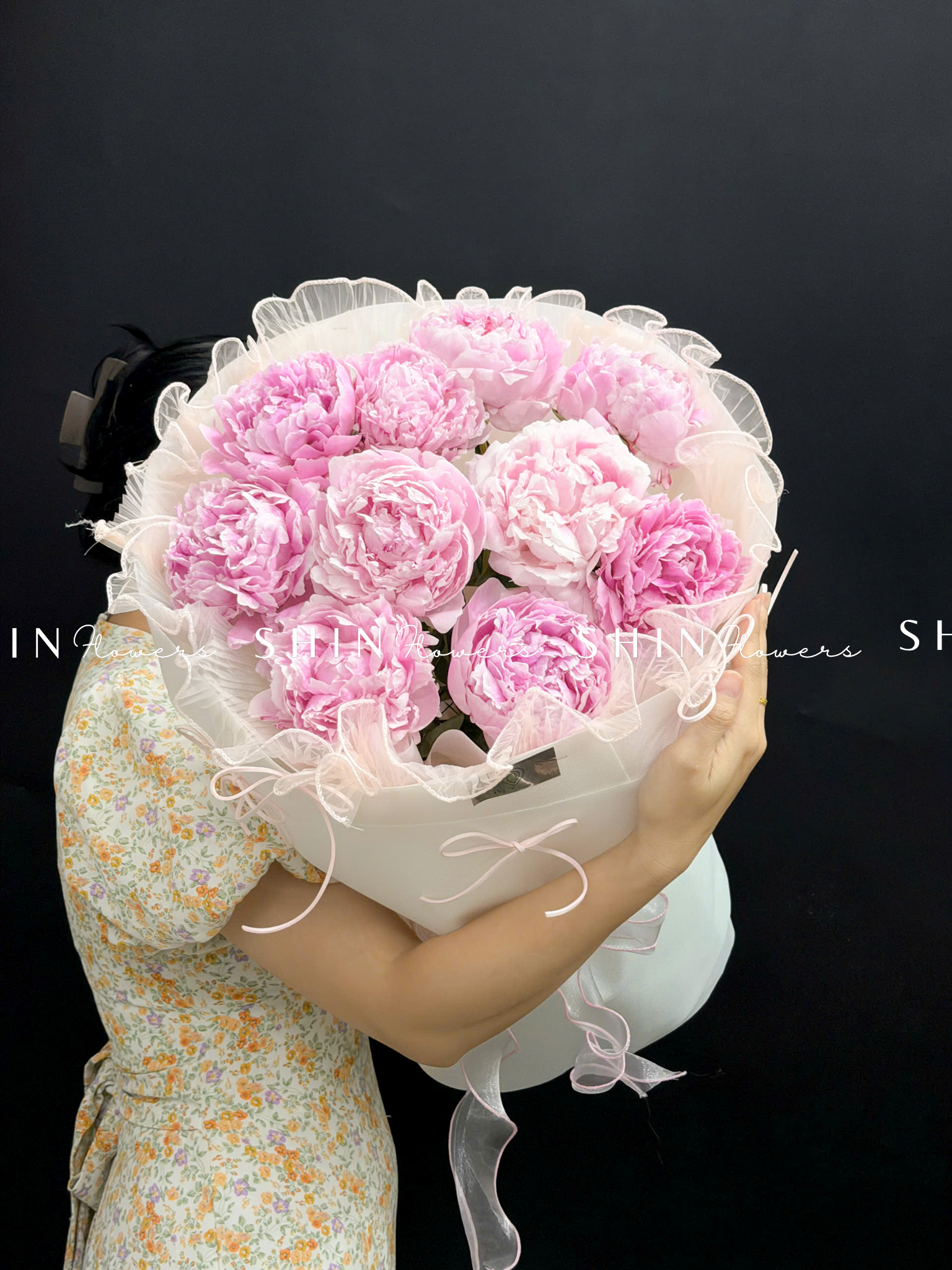 Hoa Bó hoa Mẫu Đơn 10 Peony Hồng Sarah S683
