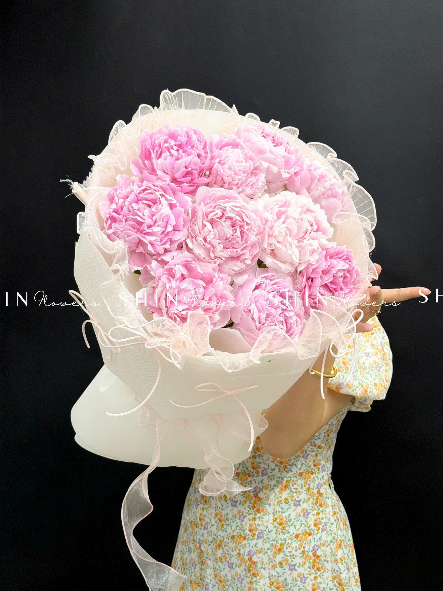 Hoa Bó hoa Mẫu Đơn 10 Peony Hồng Sarah S683