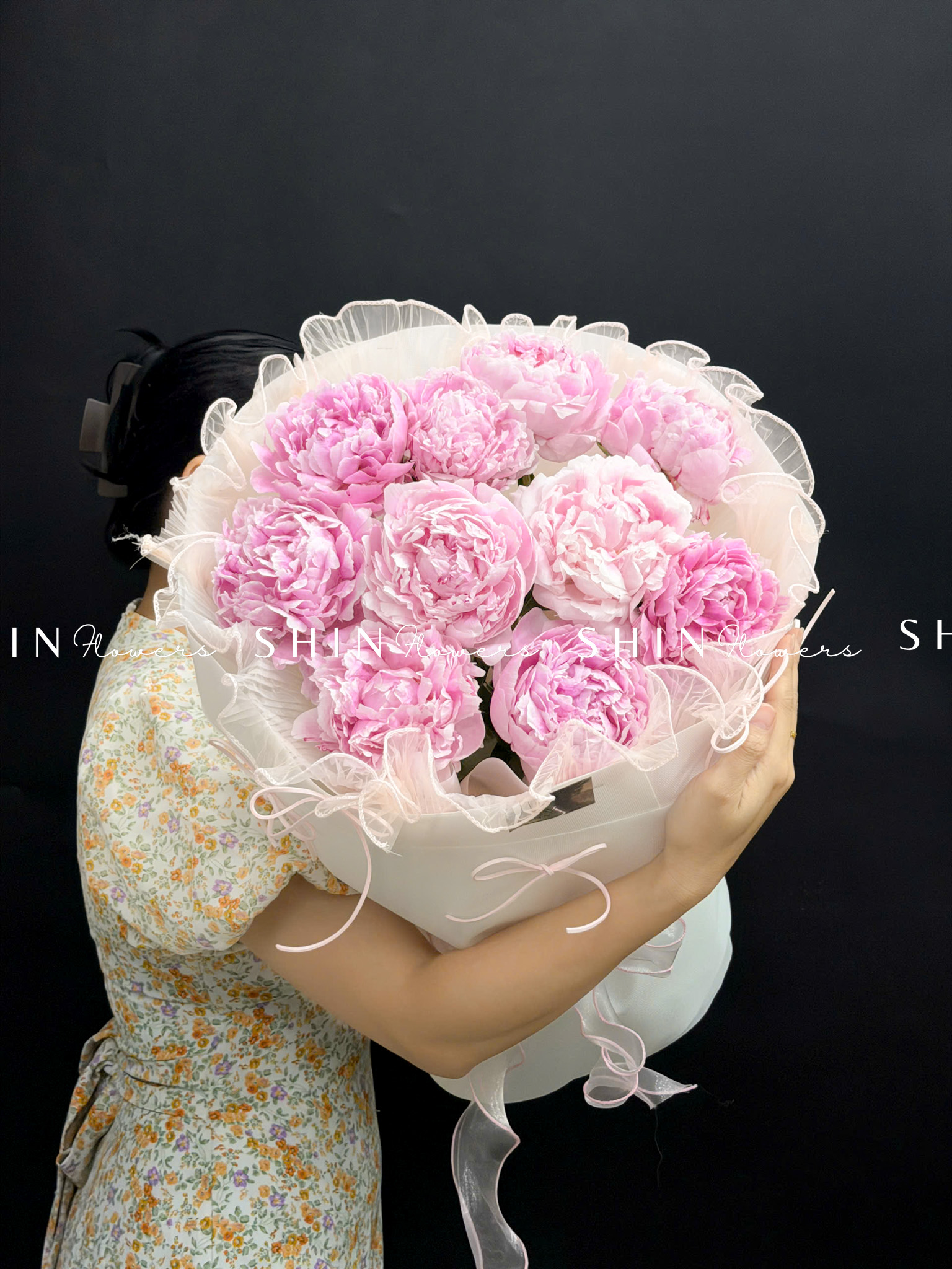 Hoa Bó hoa Mẫu Đơn 10 Peony Hồng Sarah S683