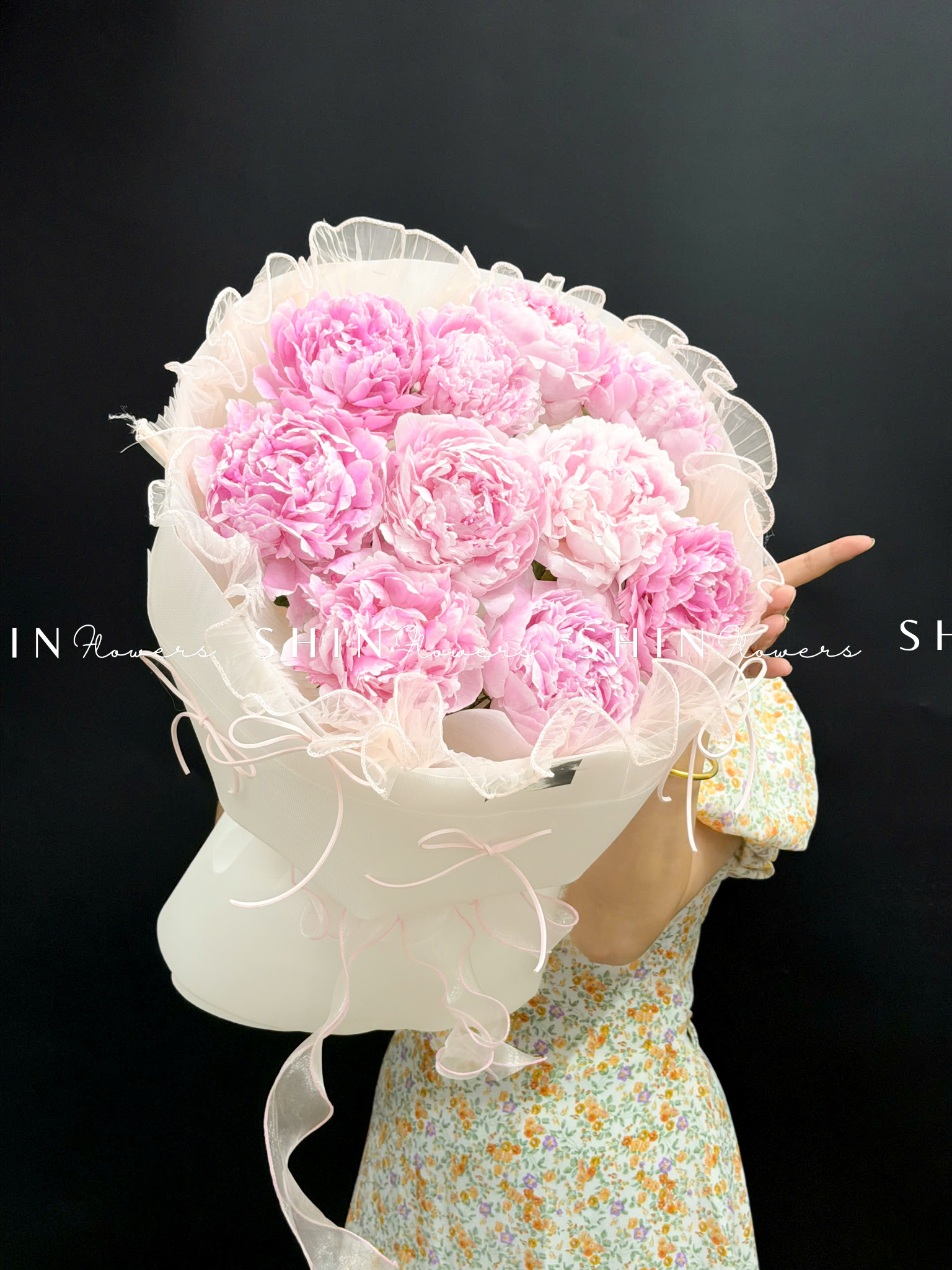 Hoa Bó hoa Mẫu Đơn 10 Peony Hồng Sarah S683