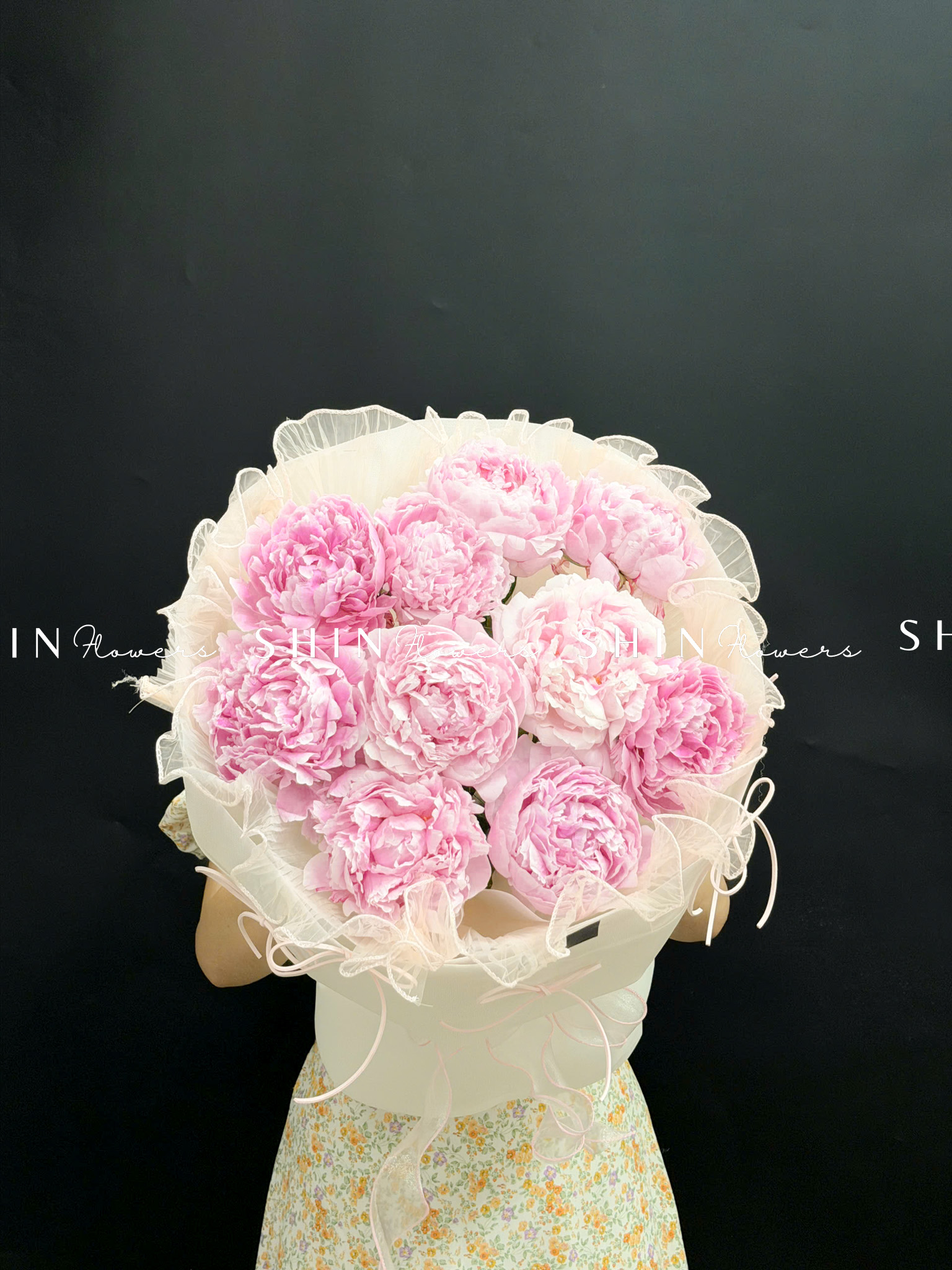 Hoa Bó hoa Mẫu Đơn 10 Peony Hồng Sarah S683