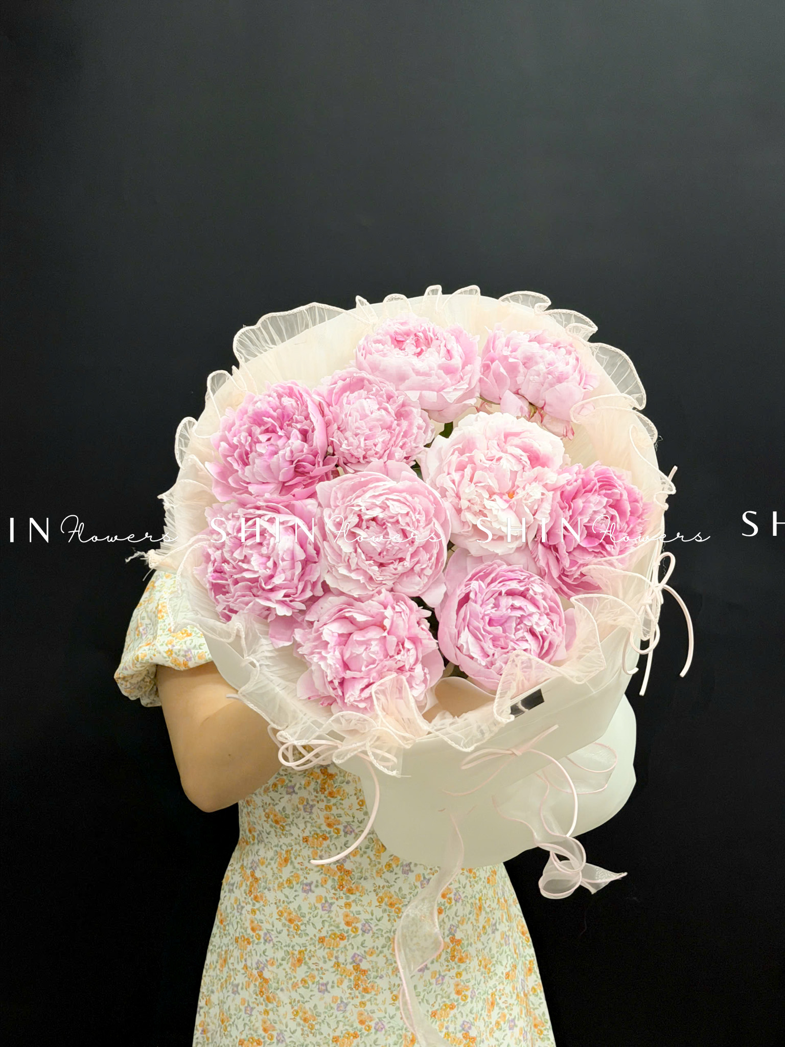 Hoa Bó hoa Mẫu Đơn 10 Peony Hồng Sarah S683