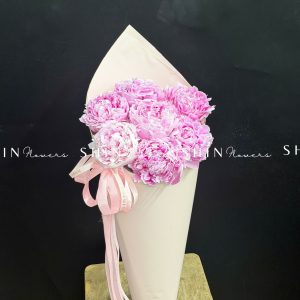 Hoa Bó cây Kem Mẫu Đơn 7 Peony Hồng Sarah S682