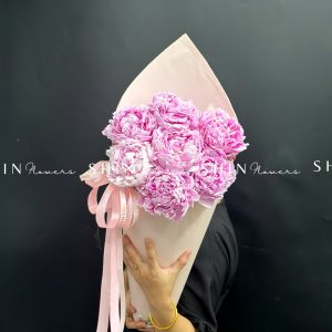 Hoa Bó cây Kem Mẫu Đơn 7 Peony Hồng Sarah S682