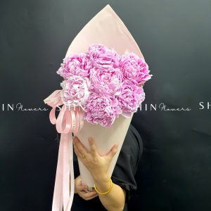 Hoa Bó cây Kem Mẫu Đơn 7 Peony Hồng Sarah S682