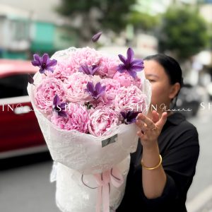 Hoa Bó Mẫu Đơn 10 Peony Hồng Sarah S681