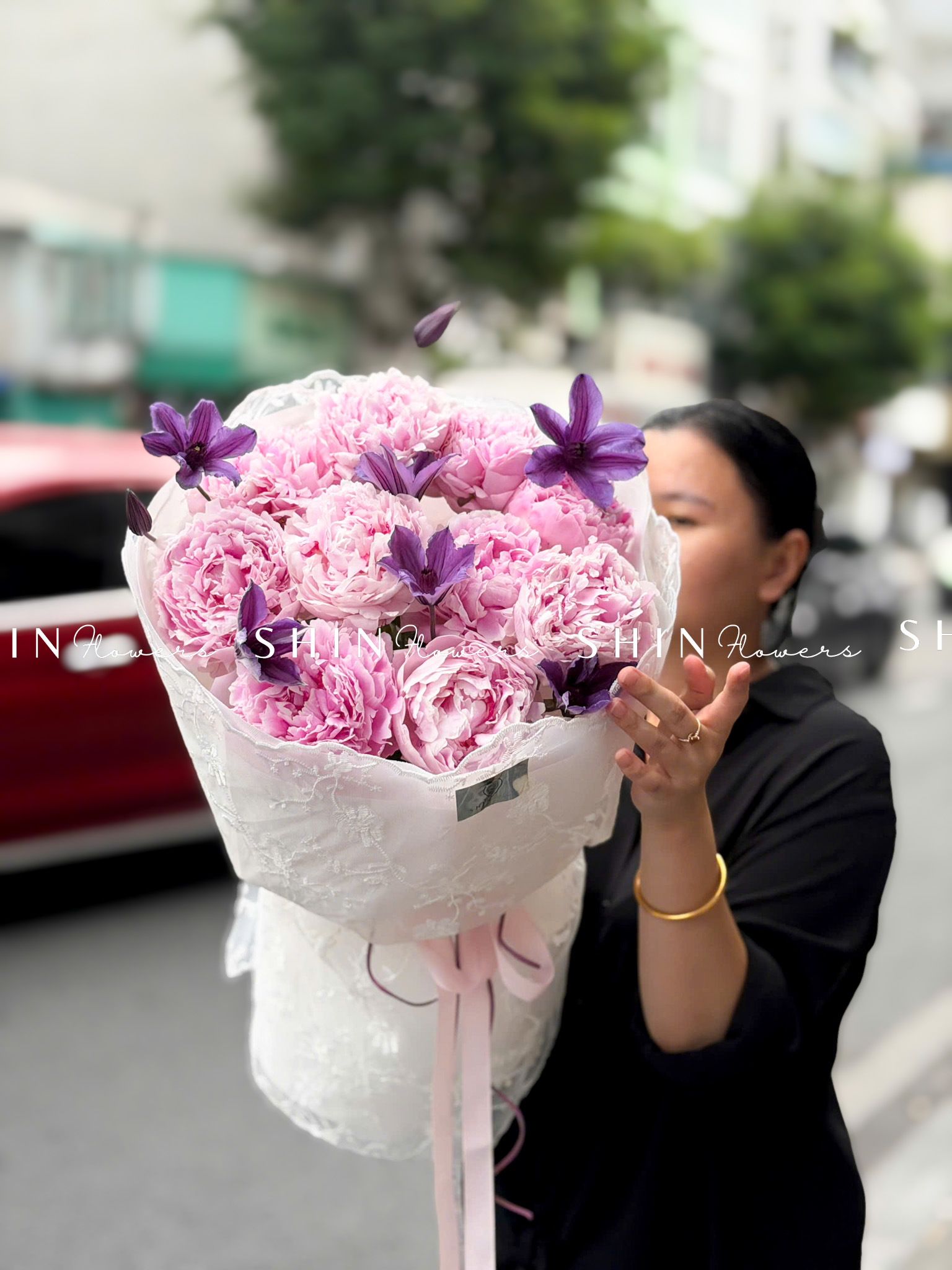 Hoa Bó Mẫu Đơn 10 Peony Hồng Sarah S681