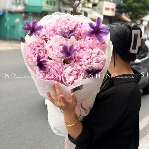 Hoa Bó Mẫu Đơn 10 Peony Hồng Sarah S681