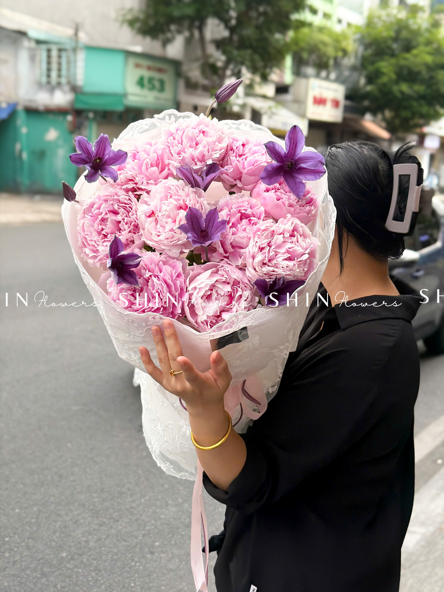 Hoa Bó Mẫu Đơn 10 Peony Hồng Sarah S681