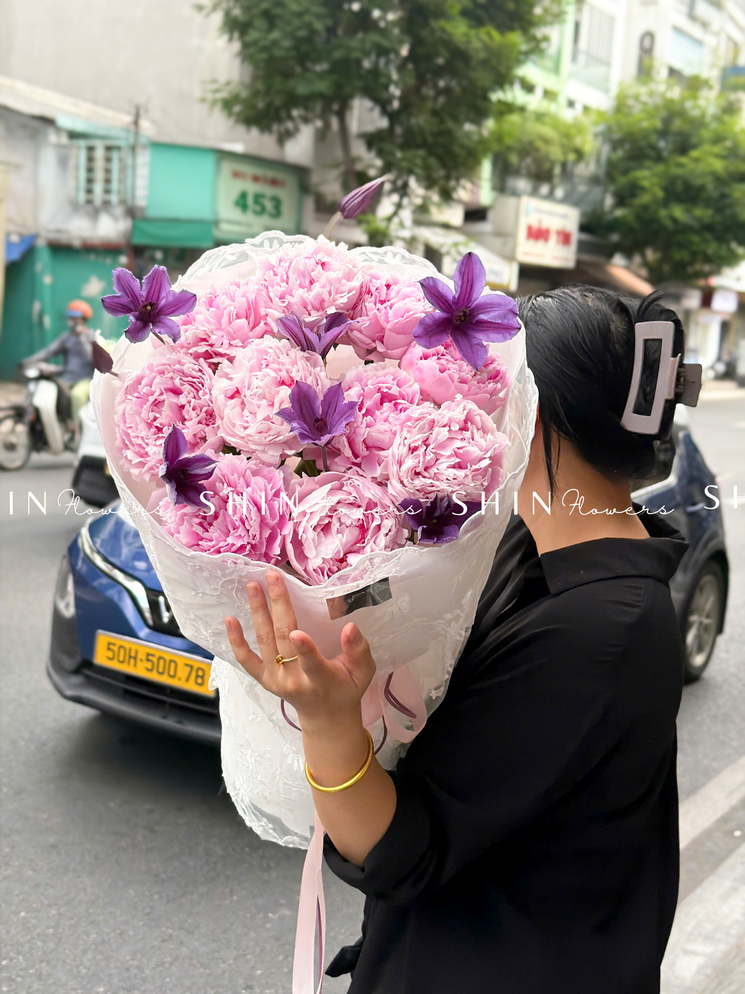 Hoa Bó Mẫu Đơn 10 Peony Hồng Sarah S681