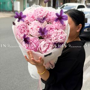 Hoa Bó Mẫu Đơn 10 Peony Hồng Sarah S681