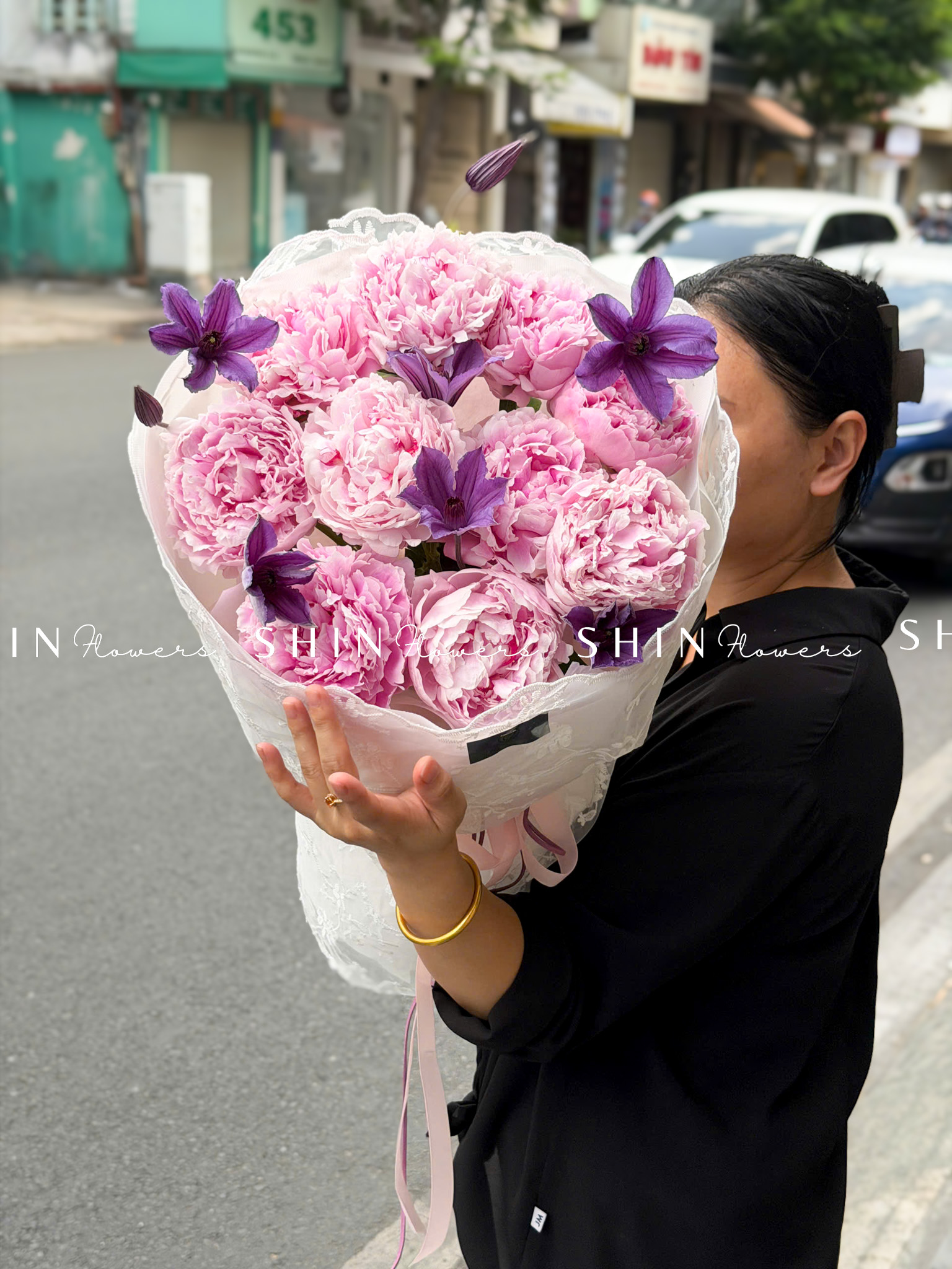 Hoa Bó Mẫu Đơn 10 Peony Hồng Sarah S681