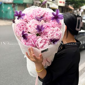 Hoa Bó Mẫu Đơn 10 Peony Hồng Sarah S681